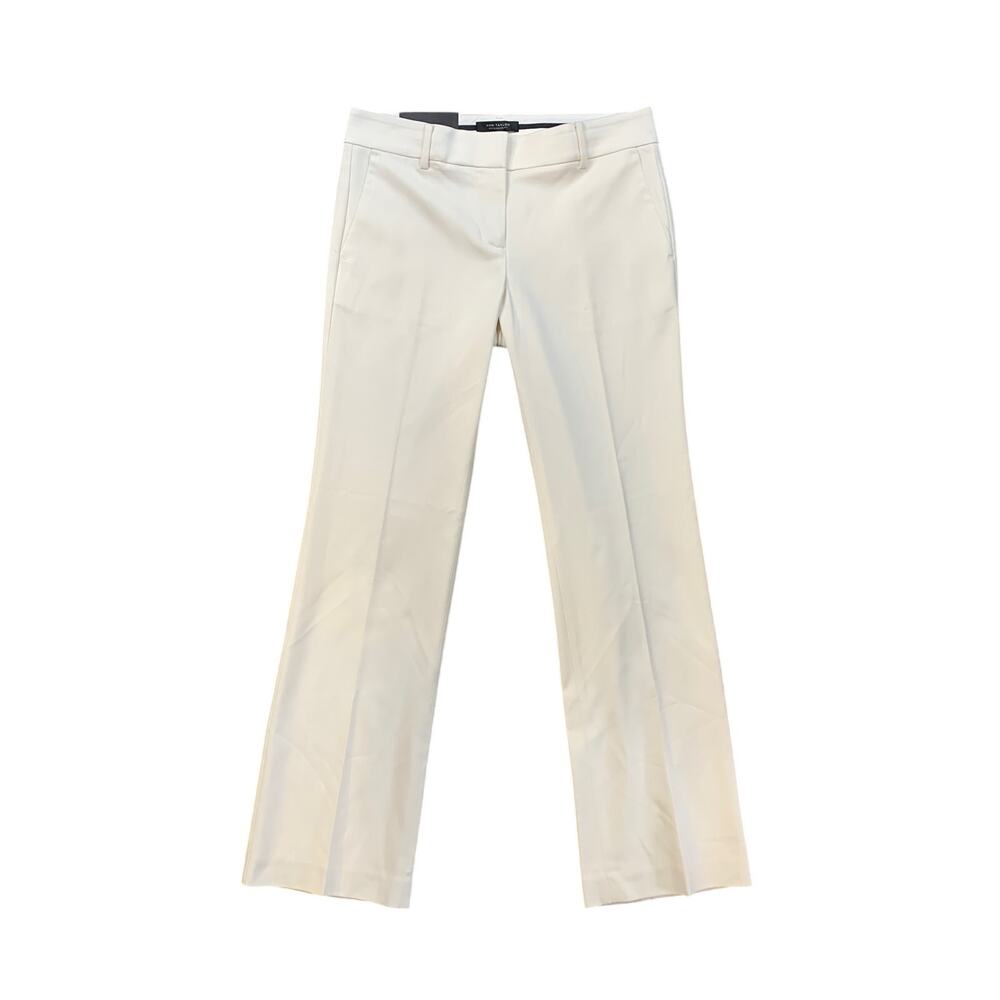 Ann Taylor Pants Women 4P Petite Off White Devin Fit Straight Slim Dress Trouser